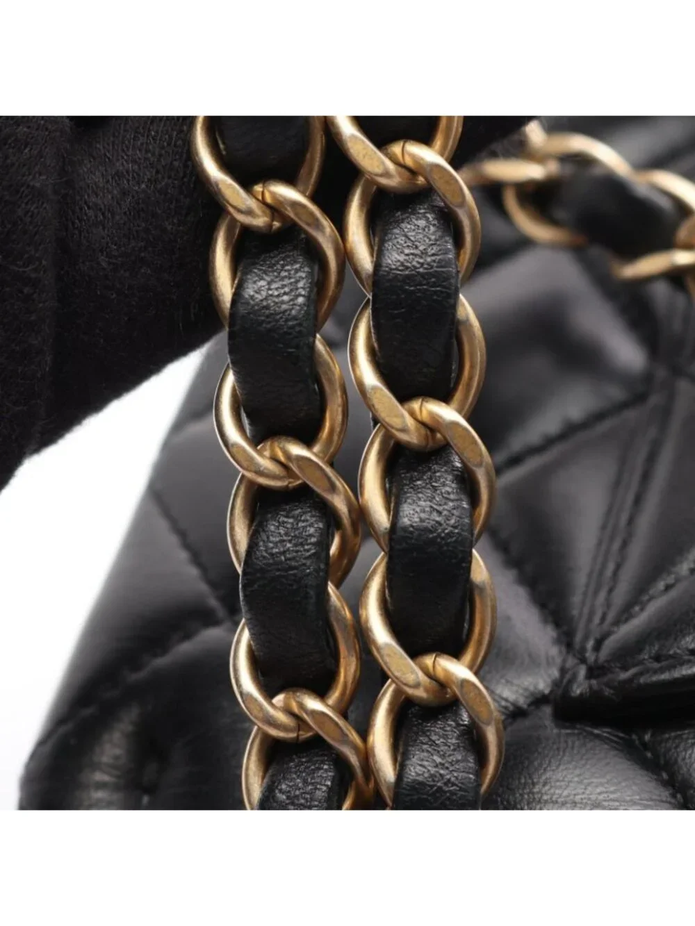 Chanel Shoulder Bag Quilted Egyptian Charm Double Flap Black Lambskin Chain